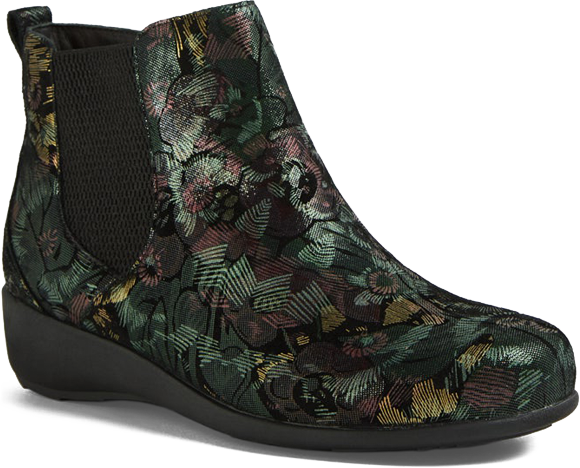 Women's ZIERA Shanghai-XF Boot in Black & Forest Flower Leather
