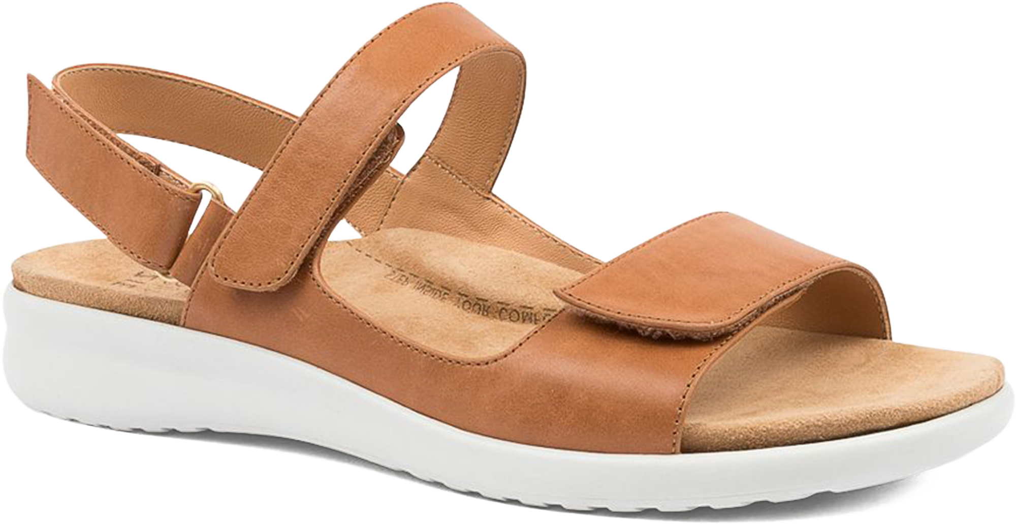 Brown sandal with white sole on a white background