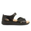 Ziera Bronn open-toe, closed-heel sandal in black leather with smooth straps, secure fit, cushioned footbed, and supportive sole on a white background