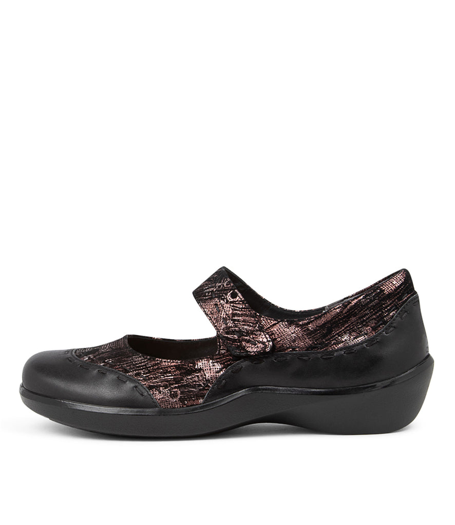 Women's Shoe, Brand Ziera  in  in Black Copper/ Black Mix Leather-Suede shoe image outside view