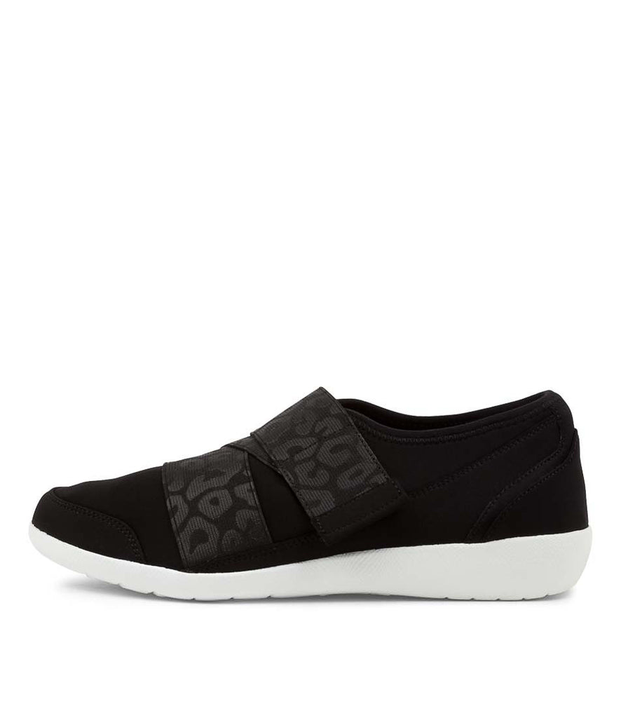Women's Shoe, Brand Ziera  in  in Black/ Black Leopard Neoprene/ Elastic shoe image outside view