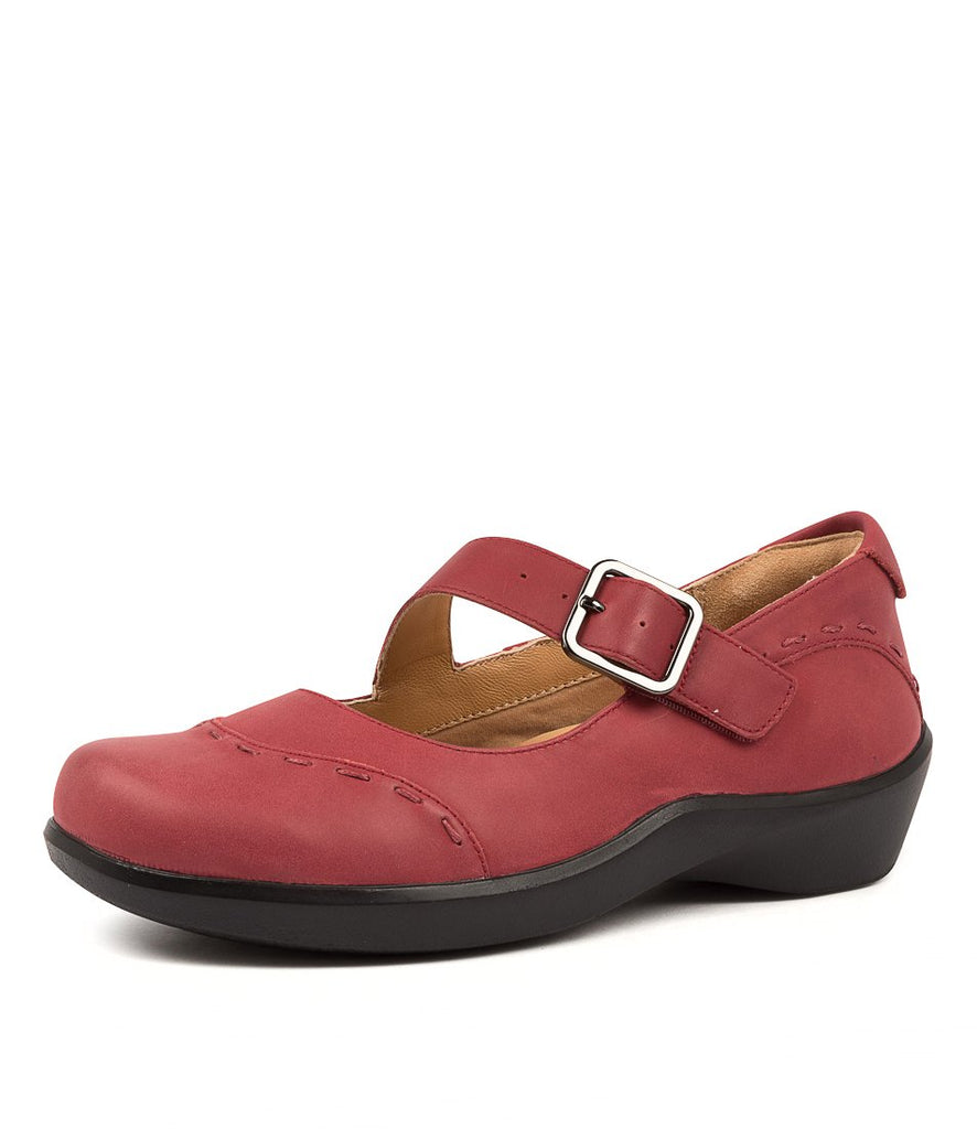 Quarter view Women's Ziera Footwear style name Angel in Dark Red Leather. Sku: ZR10212RANLE