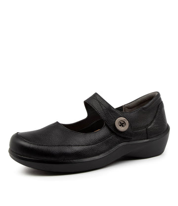 Quarter view Women's Ziera Footwear style name Gloria in Black Leather. Sku: ZR10225BLALE