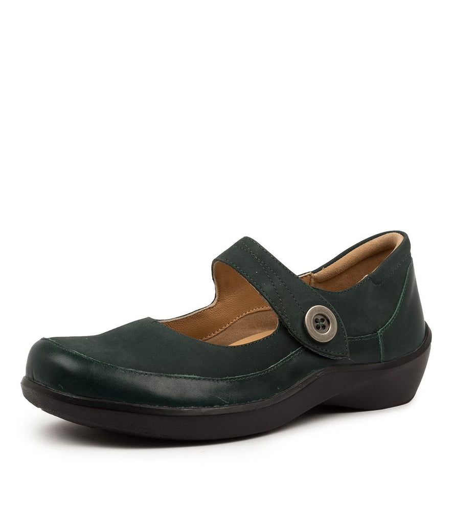 Quarter view Women's Ziera Footwear style name Gloria in Forest Leather-Nubuck. Sku: ZR10225H2275
