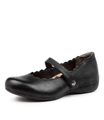 Quarter view Women's Ziera Footwear style name Xoey in Black Leather. Sku: ZR10236BLALE