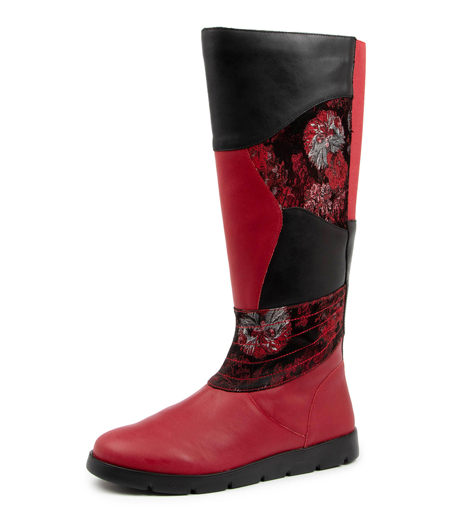 Quarter view Women's Ziera Footwear style name Marlo in Red Multi. Sku: ZR10258REDHG
