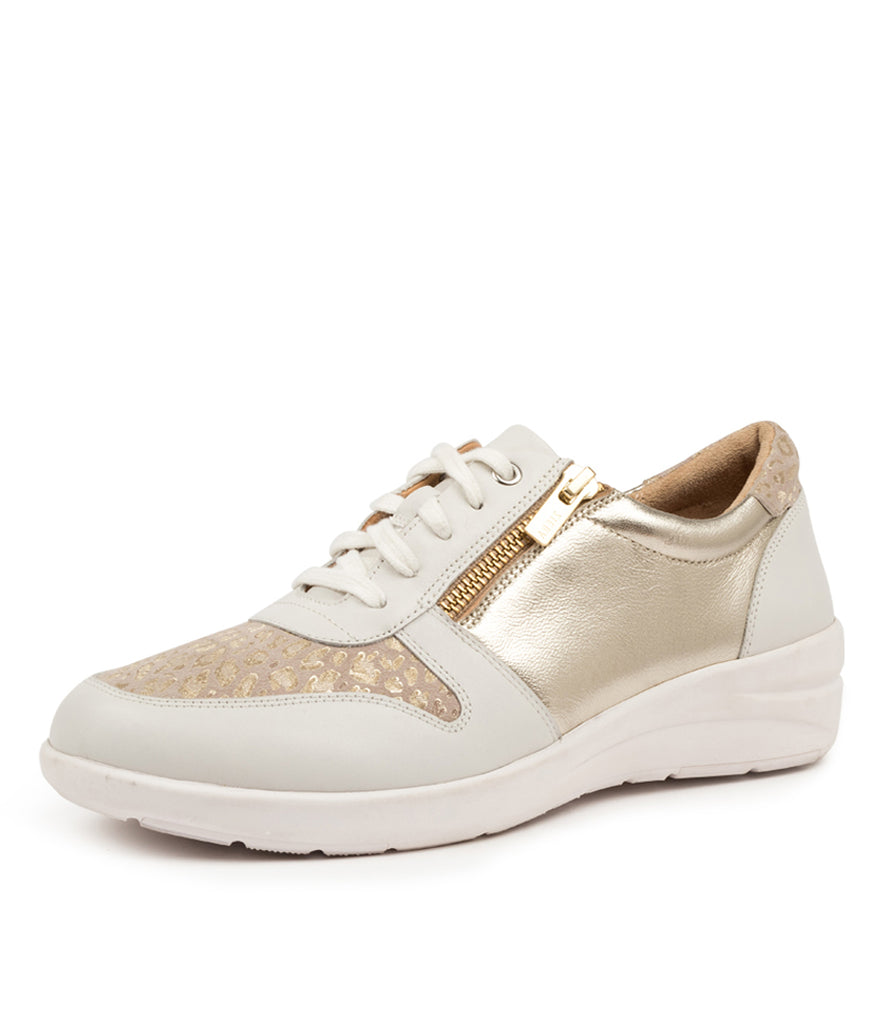 Quarter view Women's Ziera Footwear style name Newton in White Multi. Sku: ZR10267WHIHG