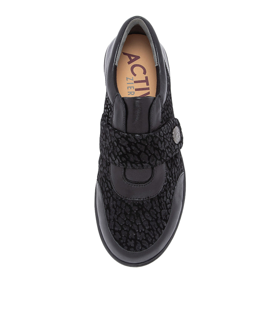 Women's Shoe, Brand Ziera  in  in Black Leopard Multi shoe image top view
