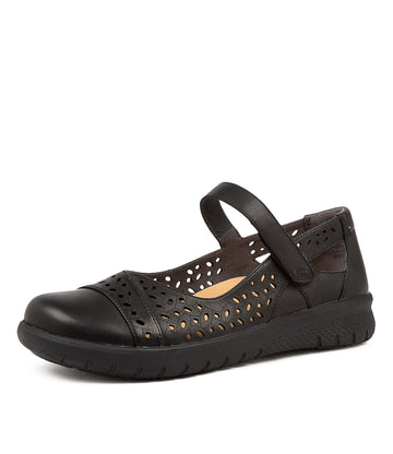 Quarter view Women's Ziera Footwear style name Selmah-Xf in Black/ Black Sole Leather. Sku: ZR10328B75LE