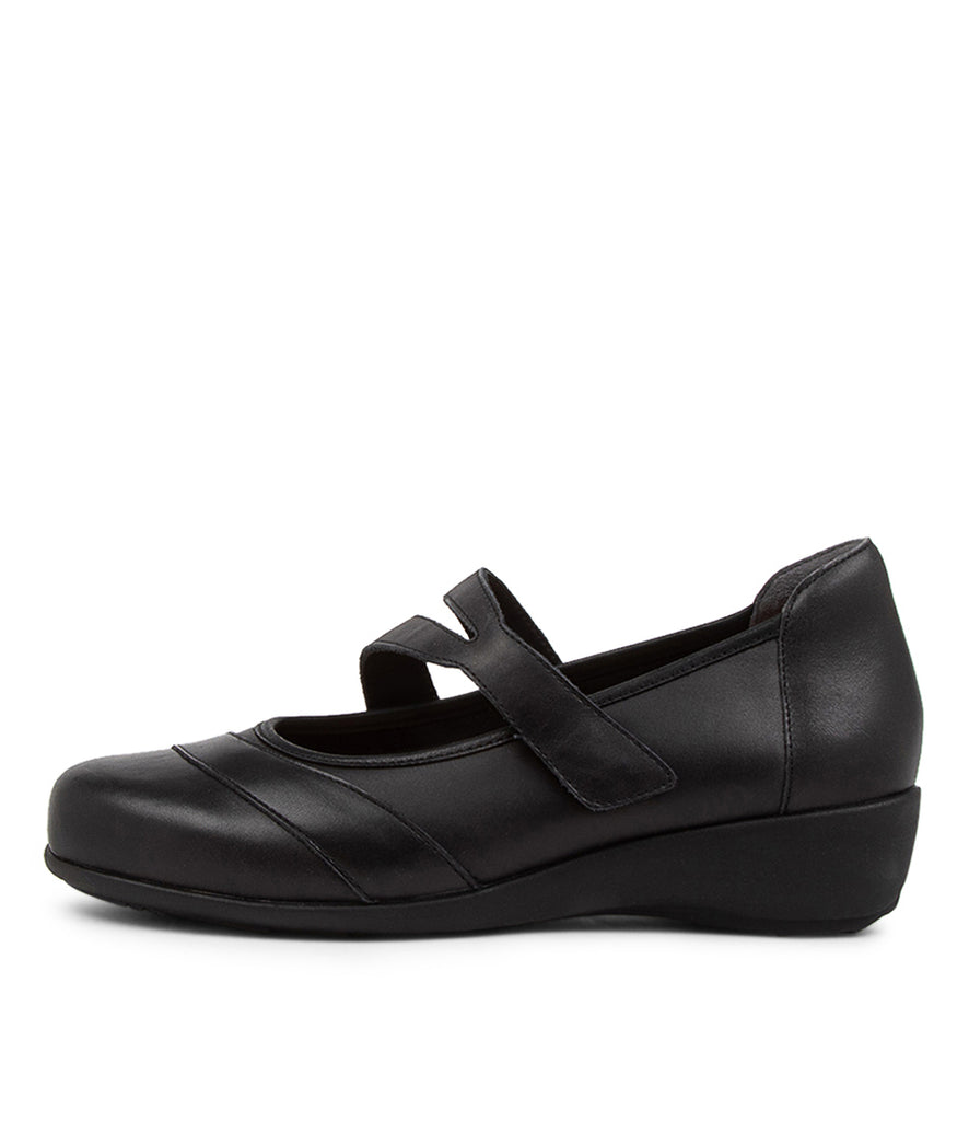 Women's Shoe, Brand Ziera  in  in Black Leather shoe image outside view