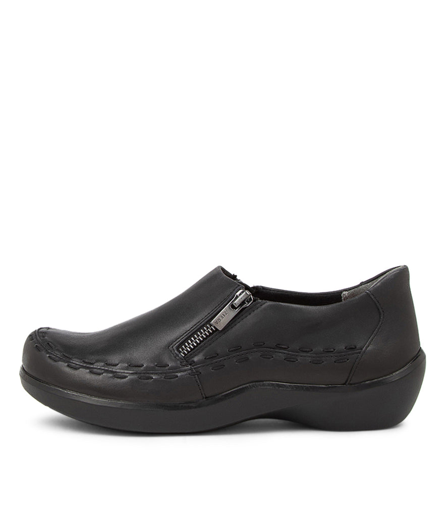 Women's Shoe, Brand Ziera  in  in Black Leather shoe image outside view