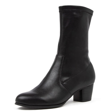 Women's Shoe, Brand Ziera Genevey in Wide in Black/ Black Heel Stretch Smooth shoe image quarter turned