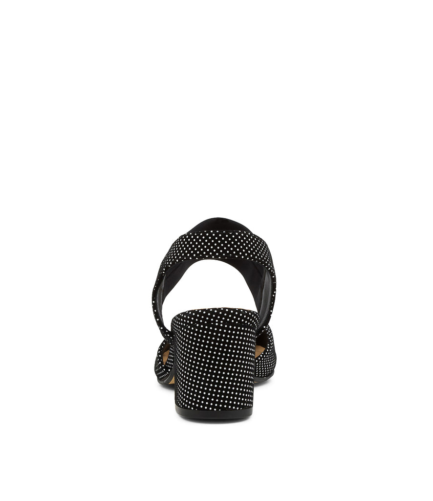 Women's Shoe, Brand Ziera  in  in Black/ White Dot Suede shoe image back view