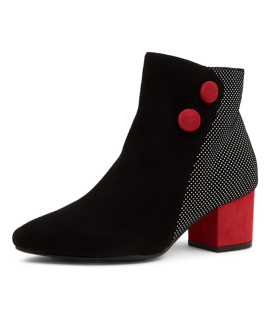 Women's Shoe, Brand Ziera Veyda in Extra Wide in Black/ White Dot Multi shoe image quarter turned
